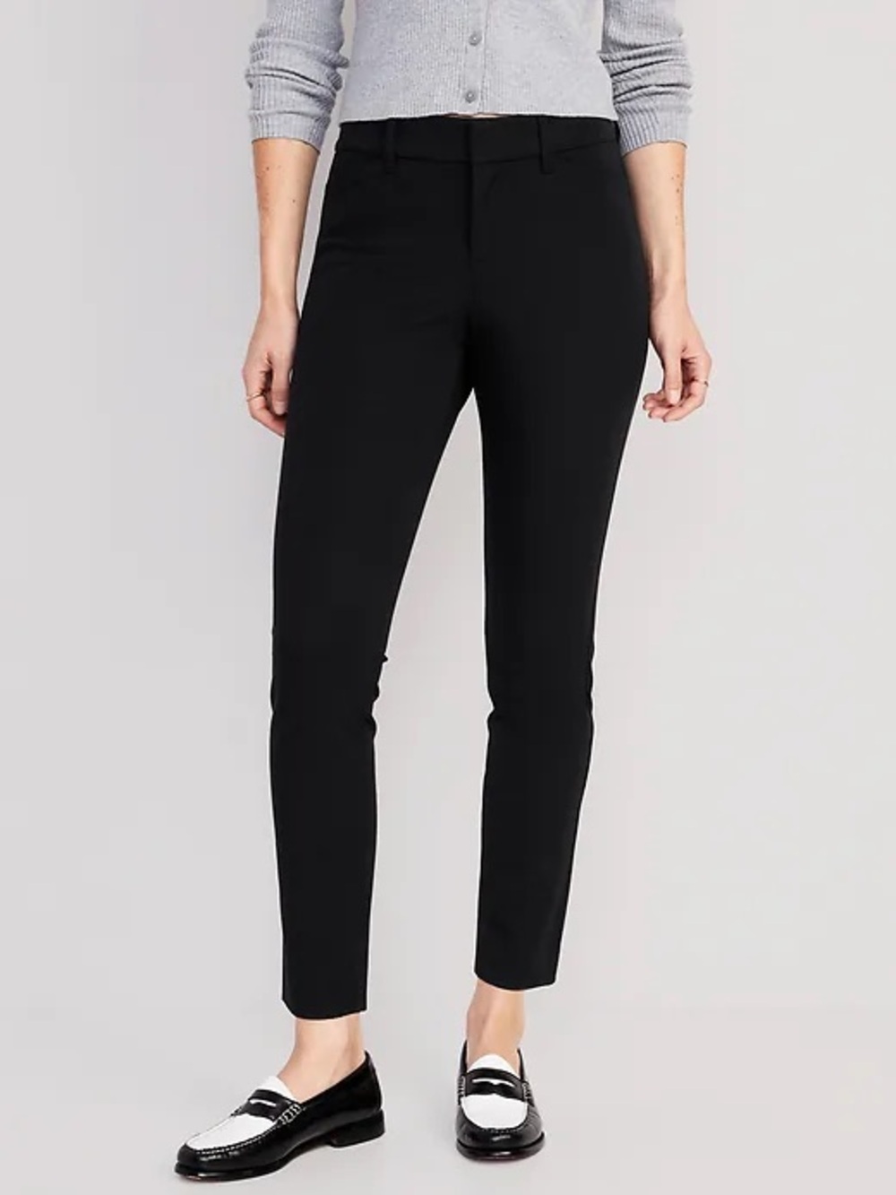 Old Navy Pixie Mid Rise Black Slim Ankle Work Pants